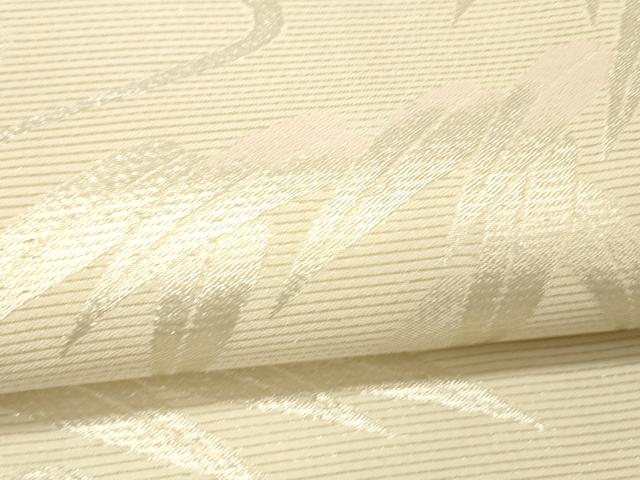 平和屋着物＊夏物 六通柄袋帯 流水笹の葉文 銀糸 正絹 逸品 DABC8213cm
