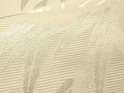 平和屋着物＊夏物 六通柄袋帯 流水笹の葉文 銀糸 正絹 逸品 DABC8213cm
