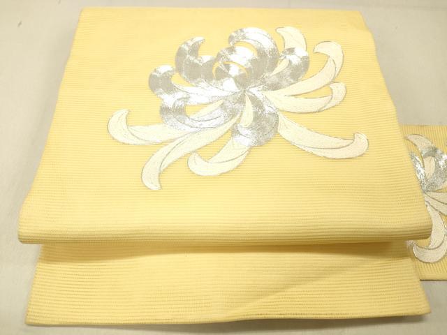 平和屋着物＊夏物 九寸名古屋帯 駒刺繍 総刺繍 乱菊 正絹 逸品 DABC8214cm