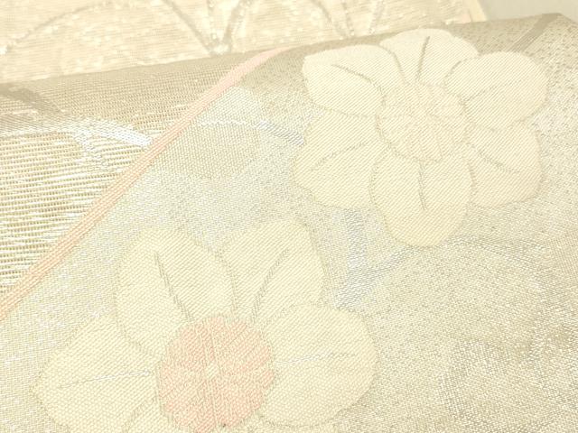 平和屋着物＊夏物 六通柄袋帯 流水花唐草文 銀糸 正絹 逸品 DABC8215cm