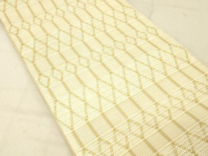 平和屋着物＊夏物 太鼓柄袋帯 もじり織 菱間道 金糸 正絹 逸品 DABC8217cm