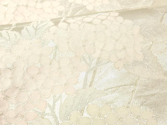 平和屋着物＊夏物 六通柄袋帯 扇面草花文 銀糸 正絹 逸品 DABC8220cm