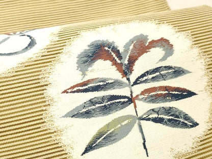 平和屋着物＊夏物　絽綴れ　八寸名古屋帯　草花文　正絹　逸品　DABC8222cm