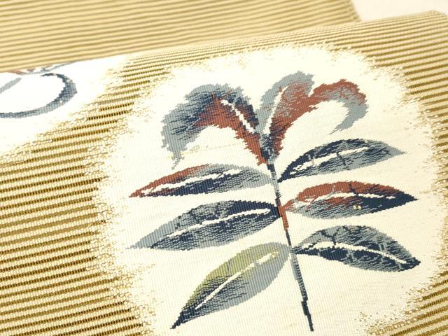 平和屋着物＊夏物　絽綴れ　八寸名古屋帯　草花文　正絹　逸品　DABC8222cm