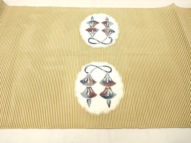 平和屋着物＊夏物　絽綴れ　八寸名古屋帯　草花文　正絹　逸品　DABC8222cm