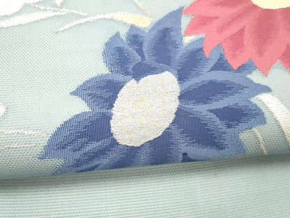 平和屋着物＊夏物 九寸名古屋帯 草花文 金銀糸 正絹 逸品 DABC8223cm