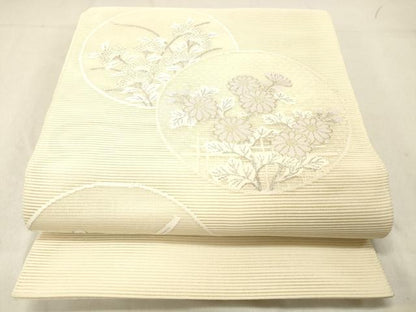 平和屋着物＊夏物 絽綴れ 太鼓柄袋帯 草花文 金銀糸 銀座秀粋 たとう紙付き 正絹 逸品 DABC8224cm