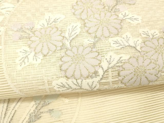 平和屋着物＊夏物 絽綴れ 太鼓柄袋帯 草花文 金銀糸 銀座秀粋 たとう紙付き 正絹 逸品 DABC8224cm