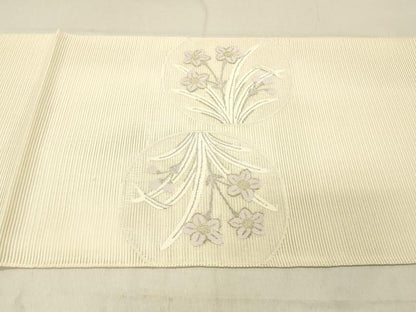 平和屋着物＊夏物 絽綴れ 太鼓柄袋帯 草花文 金銀糸 銀座秀粋 たとう紙付き 正絹 逸品 DABC8224cm
