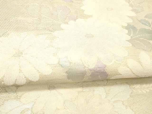 平和屋着物＊夏物 六通柄袋帯 草花文 銀糸 正絹 逸品 DABC8225cm