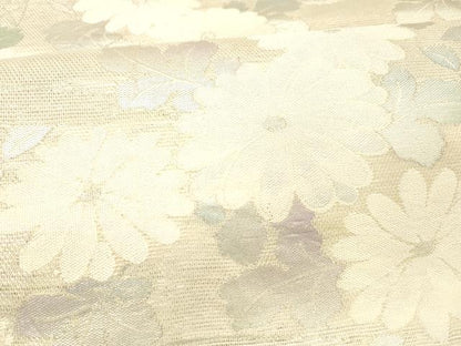 平和屋着物＊夏物 六通柄袋帯 草花文 銀糸 正絹 逸品 DABC8225cm