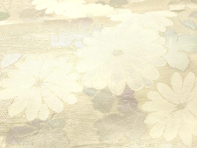 平和屋着物＊夏物 六通柄袋帯 草花文 銀糸 正絹 逸品 DABC8225cm