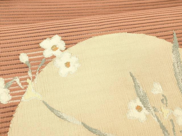 平和屋着物＊夏物 絽綴れ 八寸名古屋帯 草花丸文 金銀糸 正絹 逸品 DABC8228cm
