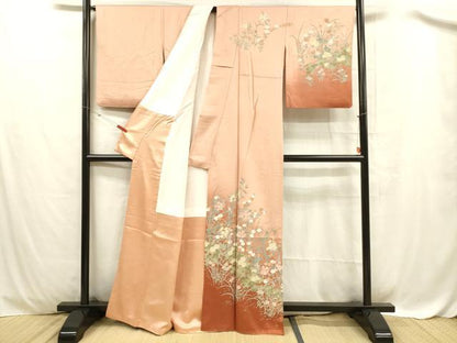 平和屋着物■訪問着 草花文 暈し染め 金彩 正絹 逸品 DABC8242cm