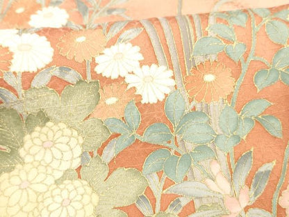 平和屋着物■訪問着 草花文 暈し染め 金彩 正絹 逸品 DABC8242cm