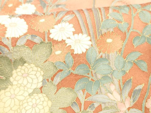 平和屋着物■訪問着 草花文 暈し染め 金彩 正絹 逸品 DABC8242cm