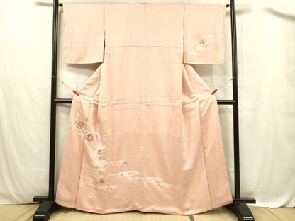 平和屋着物■訪問着　駒刺繍　総刺繍　更紗花文　暈し染め　金彩　正絹　逸品　DABC8250cm