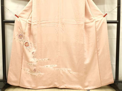 平和屋着物■訪問着　駒刺繍　総刺繍　更紗花文　暈し染め　金彩　正絹　逸品　DABC8250cm