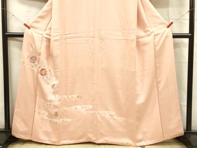 平和屋着物■訪問着　駒刺繍　総刺繍　更紗花文　暈し染め　金彩　正絹　逸品　DABC8250cm