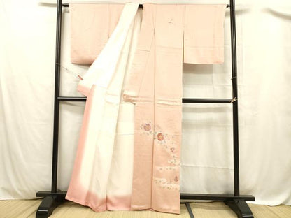 平和屋着物■訪問着　駒刺繍　総刺繍　更紗花文　暈し染め　金彩　正絹　逸品　DABC8250cm