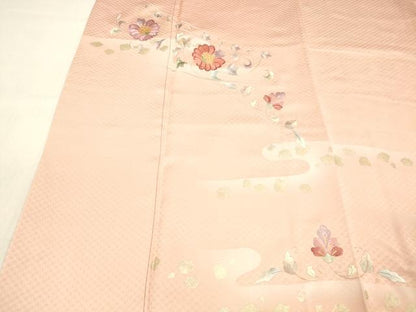 平和屋着物■訪問着　駒刺繍　総刺繍　更紗花文　暈し染め　金彩　正絹　逸品　DABC8250cm