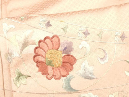 平和屋着物■訪問着　駒刺繍　総刺繍　更紗花文　暈し染め　金彩　正絹　逸品　DABC8250cm