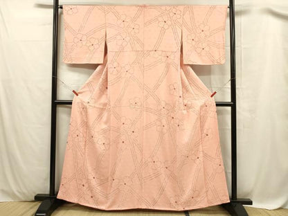 平和屋着物■上質な小紋　総絞り　舞花文　正絹　逸品　DABC8257cm
