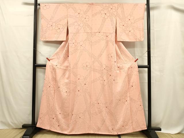平和屋着物■上質な小紋　総絞り　舞花文　正絹　逸品　DABC8257cm