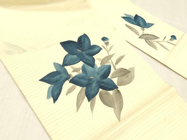 平和屋着物＊夏物 九寸名古屋帯 手描き 草花文 金彩 DABC8267cm