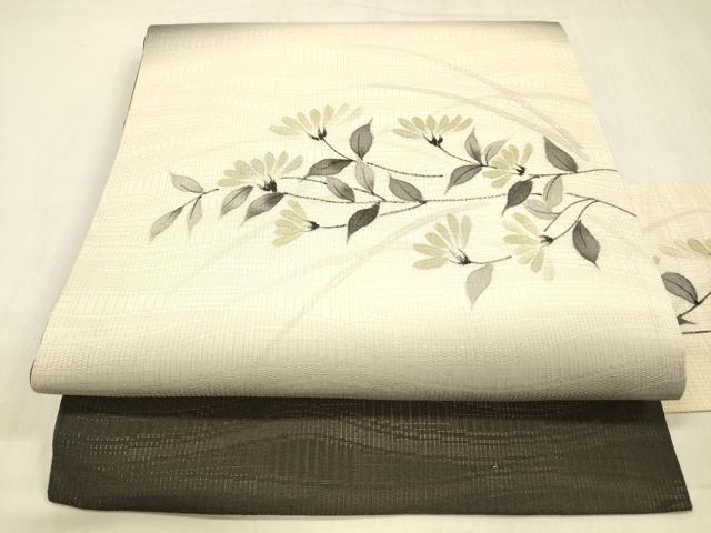 平和屋着物＊夏物 九寸名古屋帯 手描き 草花文 正絹 逸品 DABC8271cm