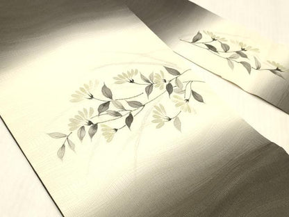 平和屋着物＊夏物 九寸名古屋帯 手描き 草花文 正絹 逸品 DABC8271cm