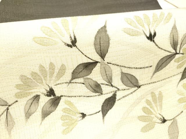平和屋着物＊夏物 九寸名古屋帯 手描き 草花文 正絹 逸品 DABC8271cm