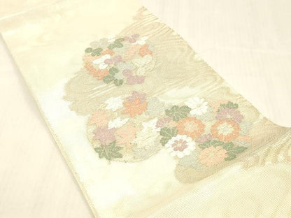 平和屋着物＊夏物 太鼓柄 本袋帯 流水草花文 金銀糸 正絹 逸品 DABC8272cm