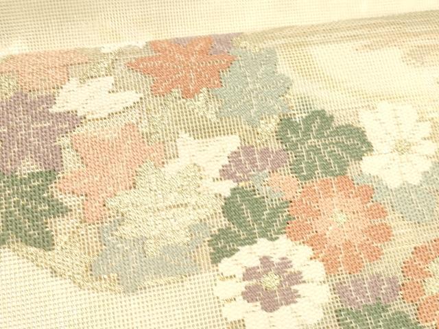 平和屋着物＊夏物 太鼓柄 本袋帯 流水草花文 金銀糸 正絹 逸品 DABC8272cm