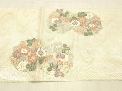 平和屋着物＊夏物 太鼓柄 本袋帯 流水草花文 金銀糸 正絹 逸品 DABC8272cm