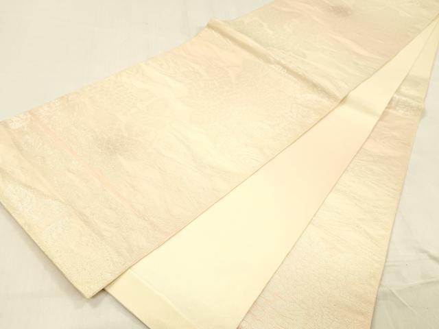 平和屋着物＊夏物 六通柄袋帯 流水紫陽花文 銀糸 正絹 逸品 DABC8275cm