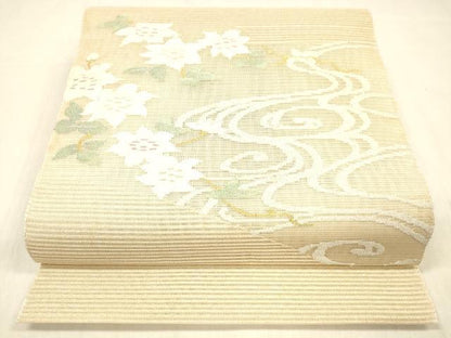 平和屋着物＊夏物 絽綴れ 八寸名古屋帯 流水花文 金銀糸 正絹 逸品 DABC8277cm