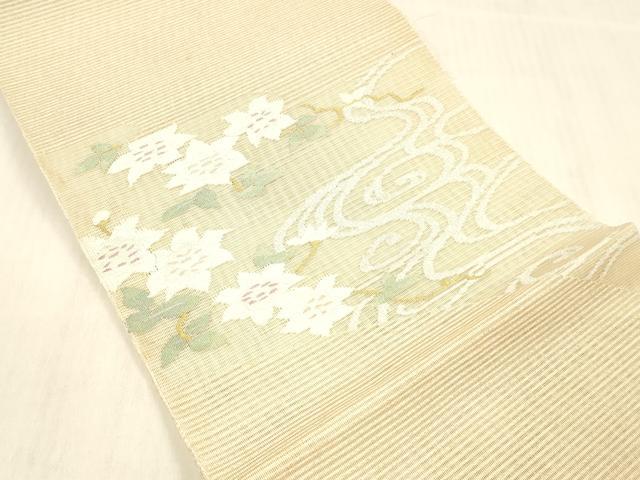 平和屋着物＊夏物 絽綴れ 八寸名古屋帯 流水花文 金銀糸 正絹 逸品 DABC8277cm