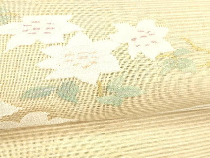 平和屋着物＊夏物 絽綴れ 八寸名古屋帯 流水花文 金銀糸 正絹 逸品 DABC8277cm