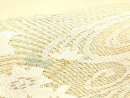 平和屋着物＊夏物 絽綴れ 八寸名古屋帯 流水花文 金銀糸 正絹 逸品 DABC8277cm