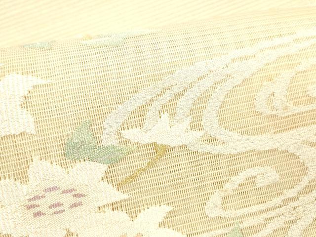 平和屋着物＊夏物 絽綴れ 八寸名古屋帯 流水花文 金銀糸 正絹 逸品 DABC8277cm