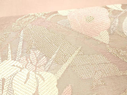 平和屋着物＊夏物 太鼓柄 本袋帯 唐織 流水草花文 金糸 正絹 逸品 DABC8282cm