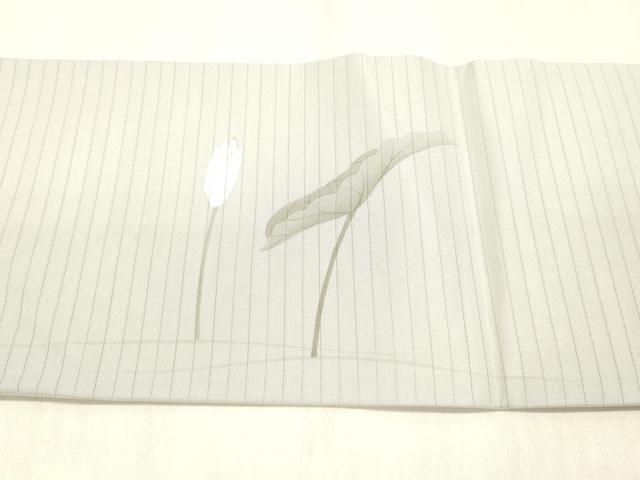 平和屋着物＊夏物 絽塩瀬 九寸名古屋帯 手描き 草花文 金彩 正絹 逸品 DABC8285cm