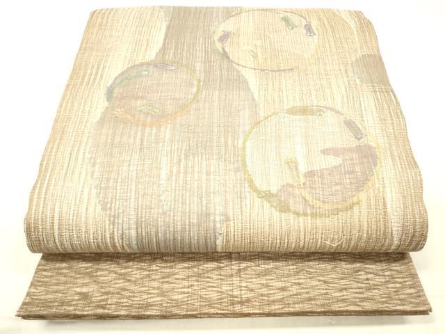 平和屋着物＊夏物 太鼓柄袋帯 結び紐丸文 銀糸 正絹 逸品 DABC8287cm