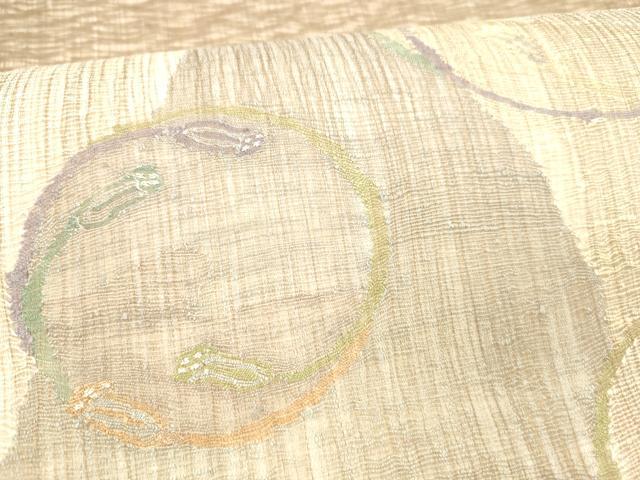 平和屋着物＊夏物 太鼓柄袋帯 結び紐丸文 銀糸 正絹 逸品 DABC8287cm