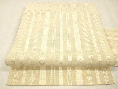 平和屋着物＊夏物 本場筑前博多織 八寸名古屋帯 紗献上 肌色 正絹 逸品 DABC8293cm
