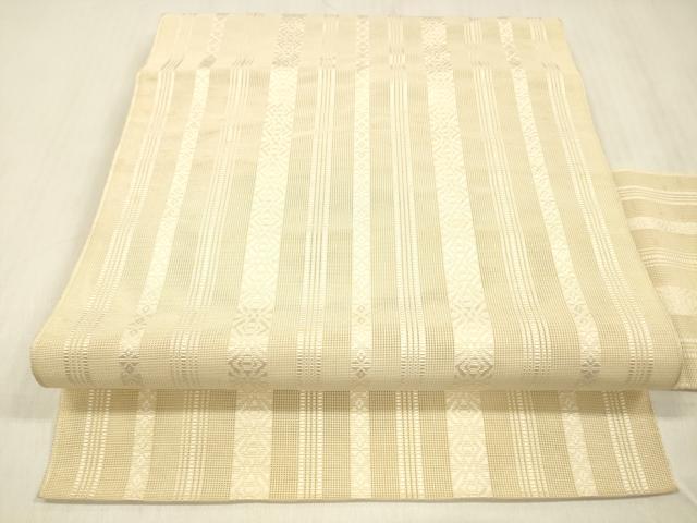 平和屋着物＊夏物 本場筑前博多織 八寸名古屋帯 紗献上 肌色 正絹 逸品 DABC8293cm