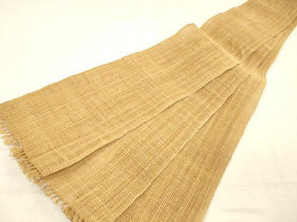 平和屋着物＊夏物　半幅帯　狐色　麻　逸品　DABC8295cm