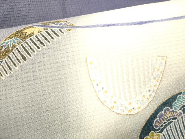 平和屋着物＊夏物 松煙染の第一人者 川島草苑 九寸名古屋帯 草花櫛文 金彩 鈴乃屋扱い 正絹 逸品 DABC8296cm