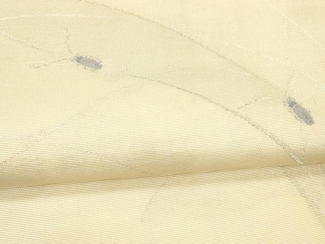 平和屋着物＊夏物 太鼓袋帯 夏虫草葉文 銀糸 正絹 逸品 DABC8297cm